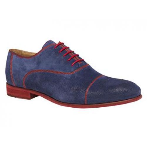 Bacco Bucci "Orsino" Blue Genuine English Suede Captoe Oxford Shoes